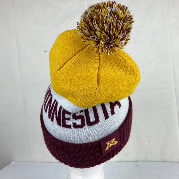Nike Minnesota Gophers Beanie Hat Pom Ball Maroon Gold Winter Ski Men Womens - Picture 3 of 5